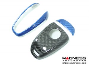 Alfa Romeo Giulia Key Fob Cover - Carbon Fiber - Black Main/ Blue Candy Accents Alfa Romeo Giulia Key Fob Cover - Carbon Fiber - Black Main/ Blue Candy Accents